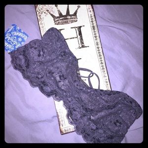 Free People BNWT Lacy Charcoal Bandeau